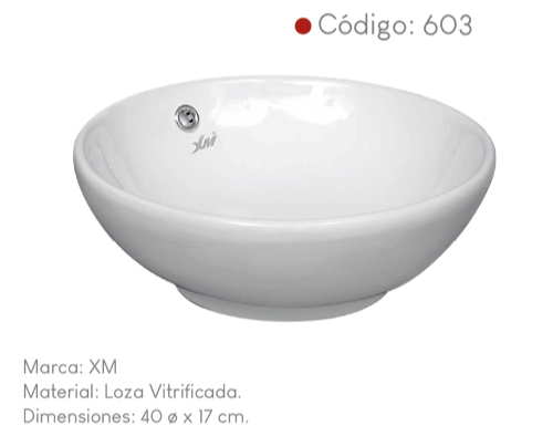 Ovalin de loza blanca encimera 603 XM